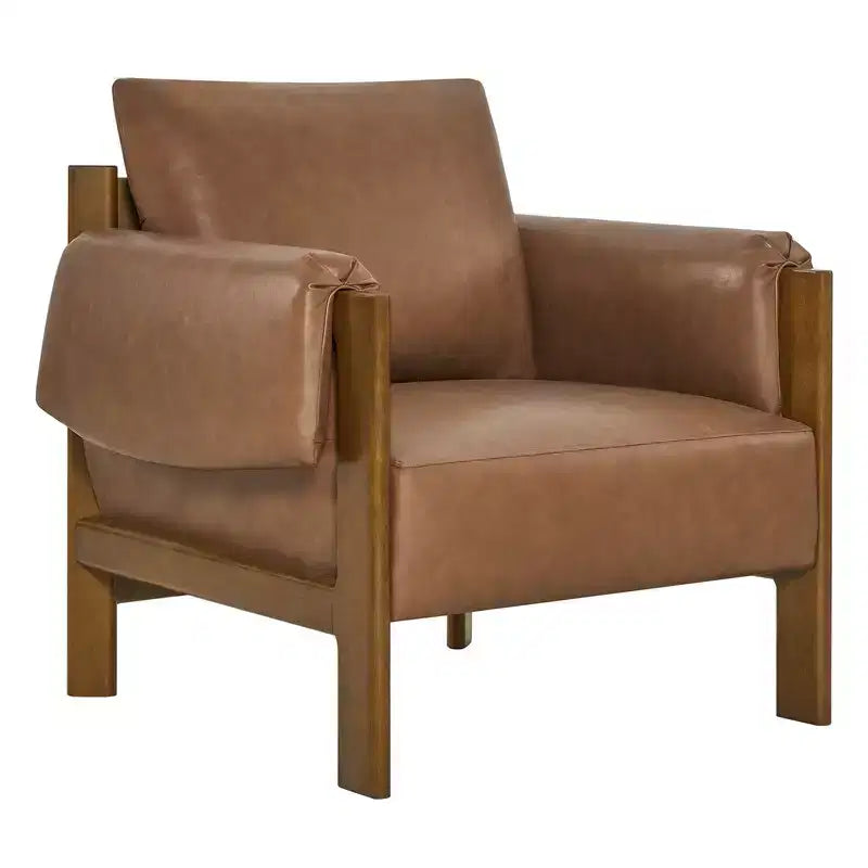 Fauteuil d'appoint moderne rembourré Spruce&Spring avec pieds en bois
