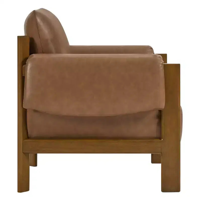 Fauteuil d'appoint moderne rembourré Spruce&Spring avec pieds en bois