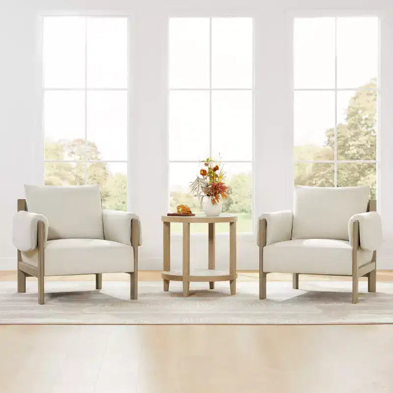Fauteuil d'appoint moderne rembourré Spruce&Spring avec pieds en bois
