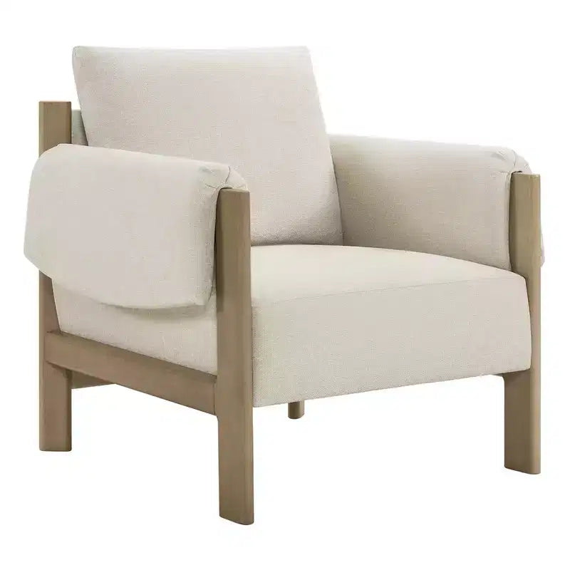 Fauteuil d'appoint moderne rembourré Spruce&Spring avec pieds en bois
