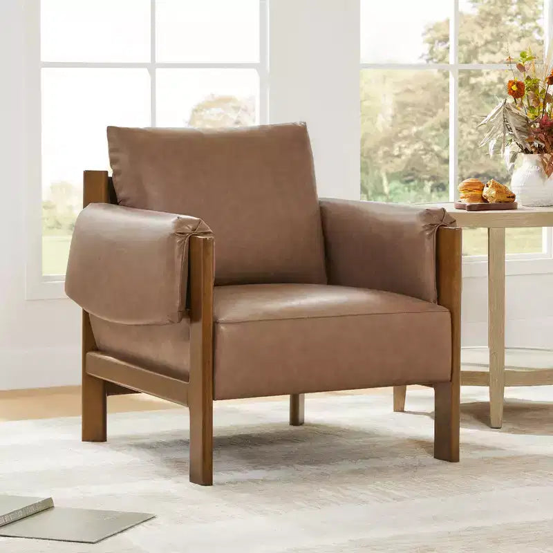 Fauteuil d'appoint moderne rembourré Spruce&Spring avec pieds en bois