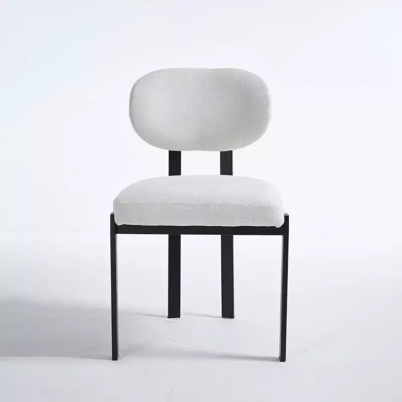 PexFix Lot de 2 chaises de salle à manger modernes Rembourrées en Boucle Style Mid-Century pour cuisine ou salle à manger, chaises d'appoint avec pieds en métal noir, couleur beige