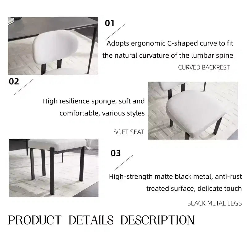 PexFix Lot de 2 chaises de salle à manger modernes Rembourrées en Boucle Style Mid-Century pour cuisine ou salle à manger, chaises d'appoint avec pieds en métal noir, couleur beige