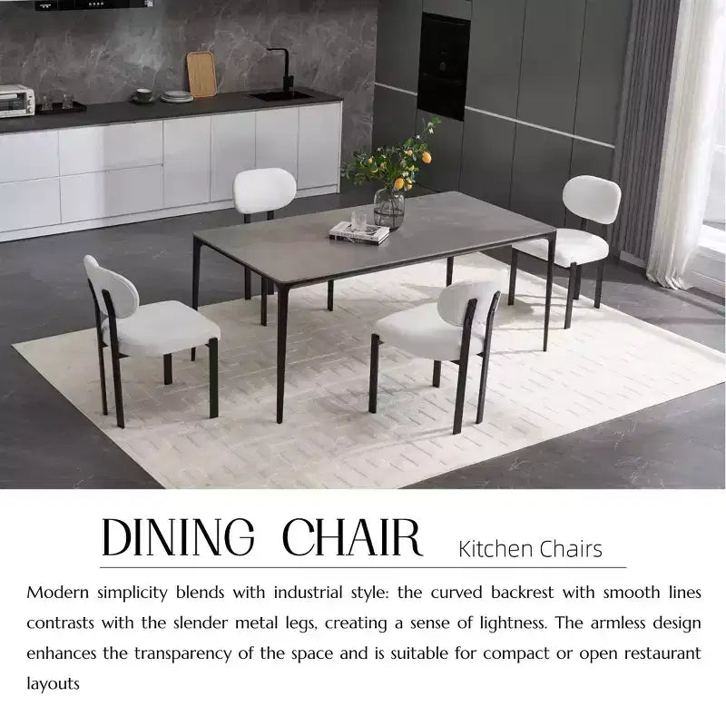 PexFix Lot de 2 chaises de salle à manger modernes Rembourrées en Boucle Style Mid-Century pour cuisine ou salle à manger, chaises d'appoint avec pieds en métal noir, couleur beige