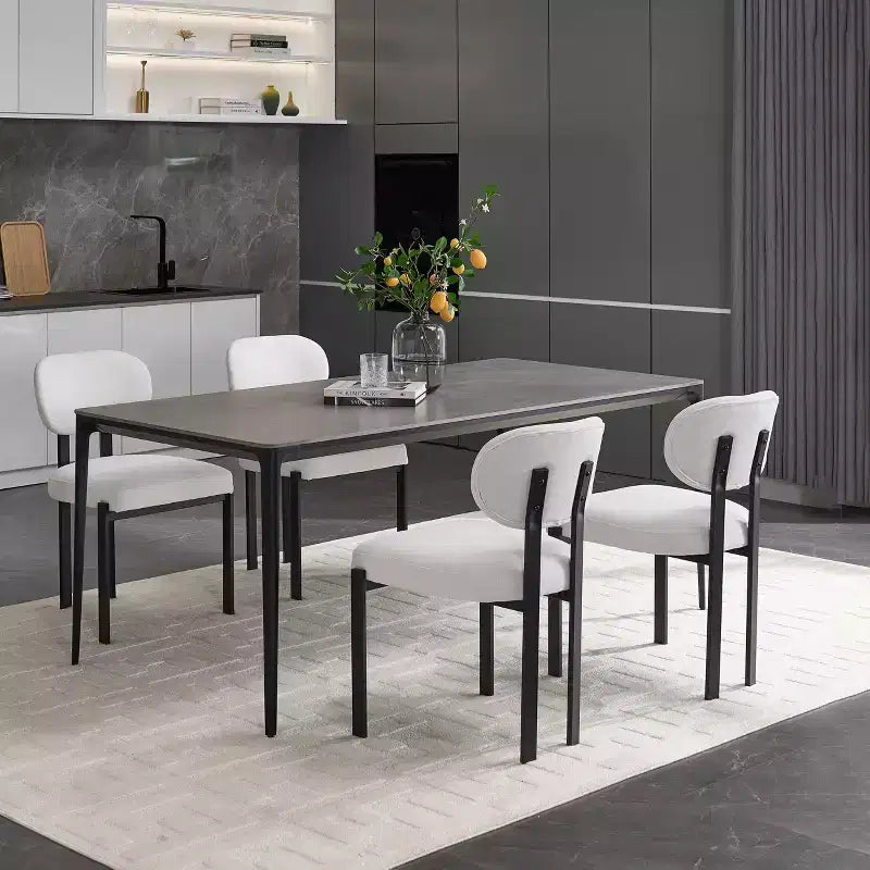 PexFix Lot de 2 chaises de salle à manger modernes Rembourrées en Boucle Style Mid-Century pour cuisine ou salle à manger, chaises d'appoint avec pieds en métal noir, couleur beige