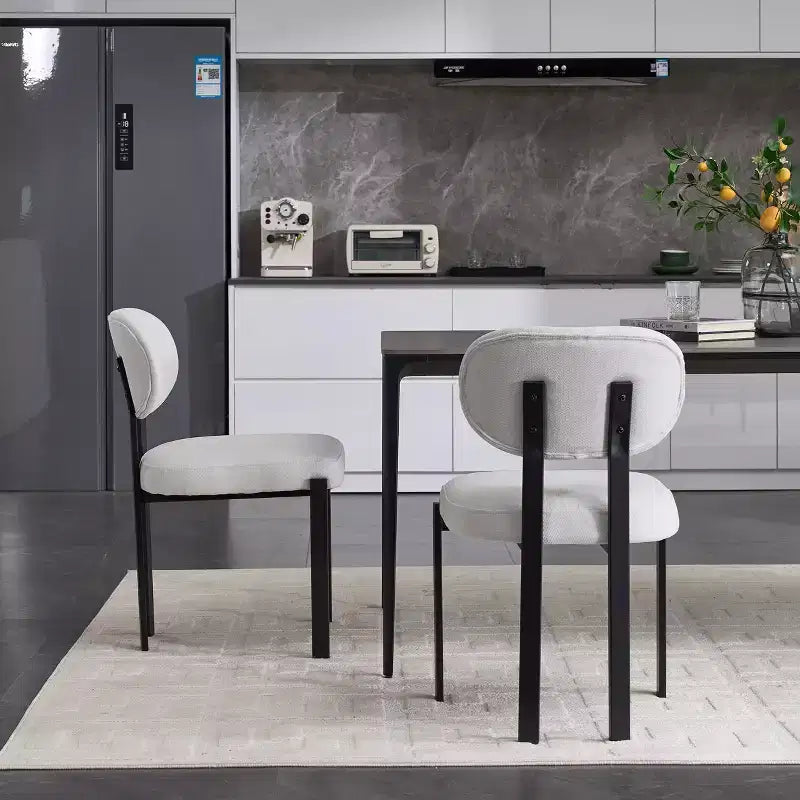 PexFix Lot de 2 chaises de salle à manger modernes Rembourrées en Boucle Style Mid-Century pour cuisine ou salle à manger, chaises d'appoint avec pieds en métal noir, couleur beige