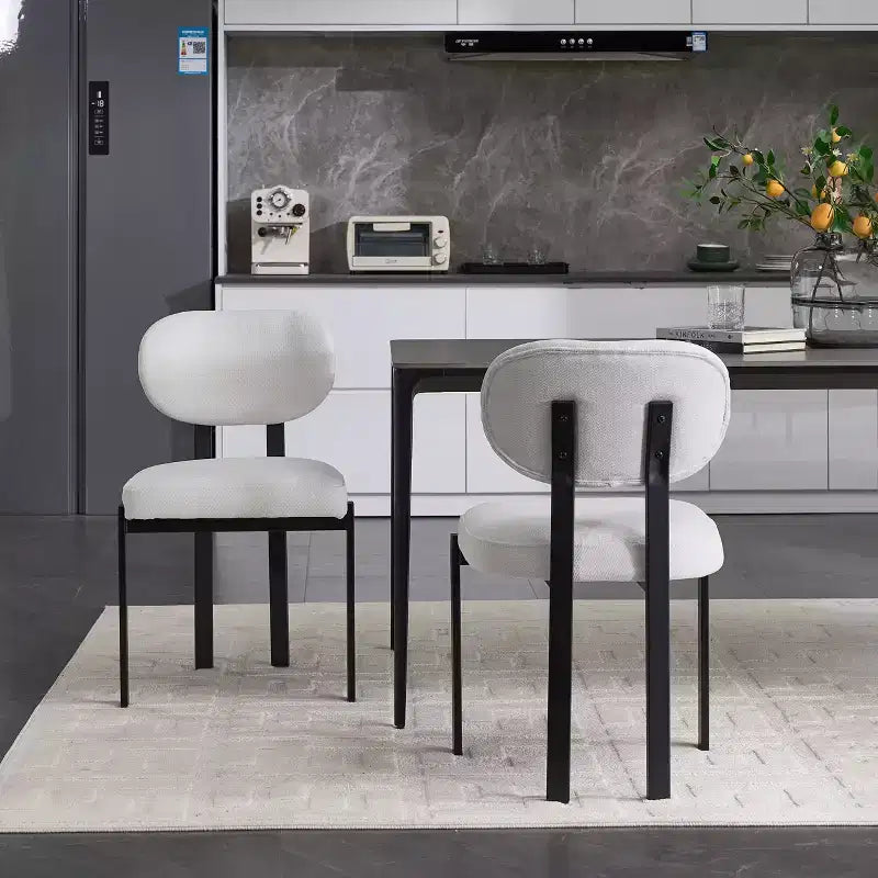 PexFix Lot de 2 chaises de salle à manger modernes Rembourrées en Boucle Style Mid-Century pour cuisine ou salle à manger, chaises d'appoint avec pieds en métal noir, couleur beige