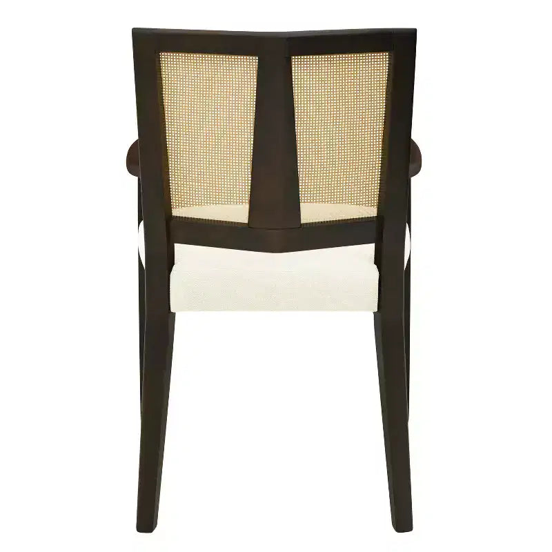 PexFix 2 chaises de salle à manger modernes rembourrées en tissu, chaises de salle à manger à dossier en rotin, chaises d'appoint de cuisine avec pieds en bois massif, marron foncé