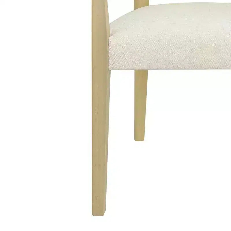 PexFix 2 chaises de salle à manger modernes en tissu rembourré avec accoudoirs, dossier en rotin, chaises d'appoint pour cuisine avec pieds en bois massif, couleur naturelle
