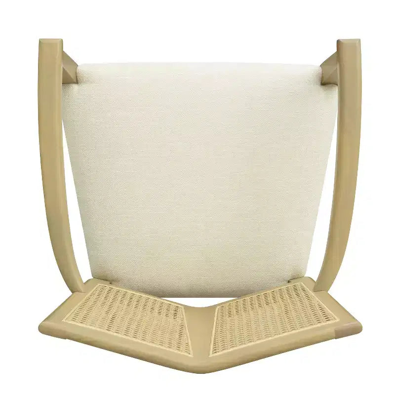 PexFix 2 chaises de salle à manger modernes en tissu rembourré avec accoudoirs, dossier en rotin, chaises d'appoint pour cuisine avec pieds en bois massif, couleur naturelle