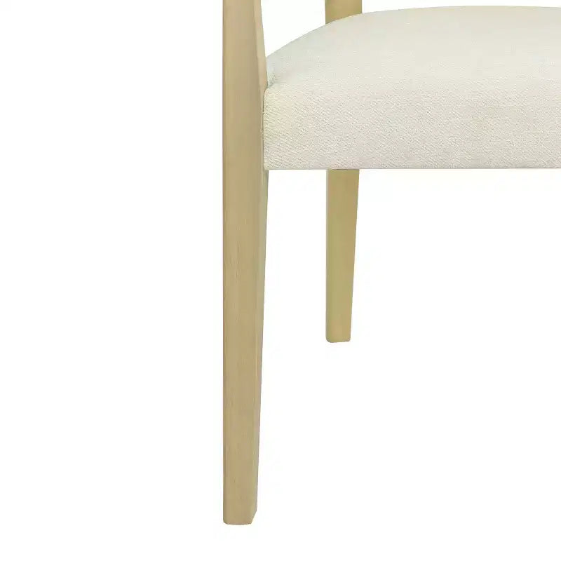 PexFix 2 chaises de salle à manger modernes en tissu rembourré avec accoudoirs, dossier en rotin, chaises d'appoint pour cuisine avec pieds en bois massif, couleur naturelle