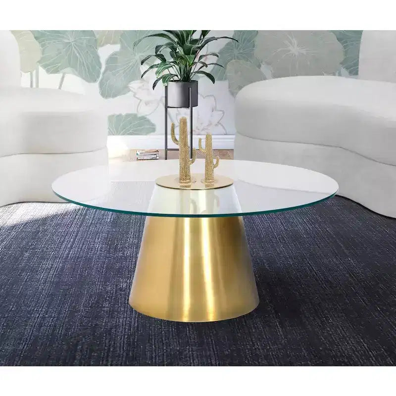 Meridian Furniture, Table basse Glassimo Doré Brossé