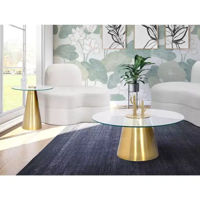 Meridian Furniture, Table basse Glassimo Doré Brossé