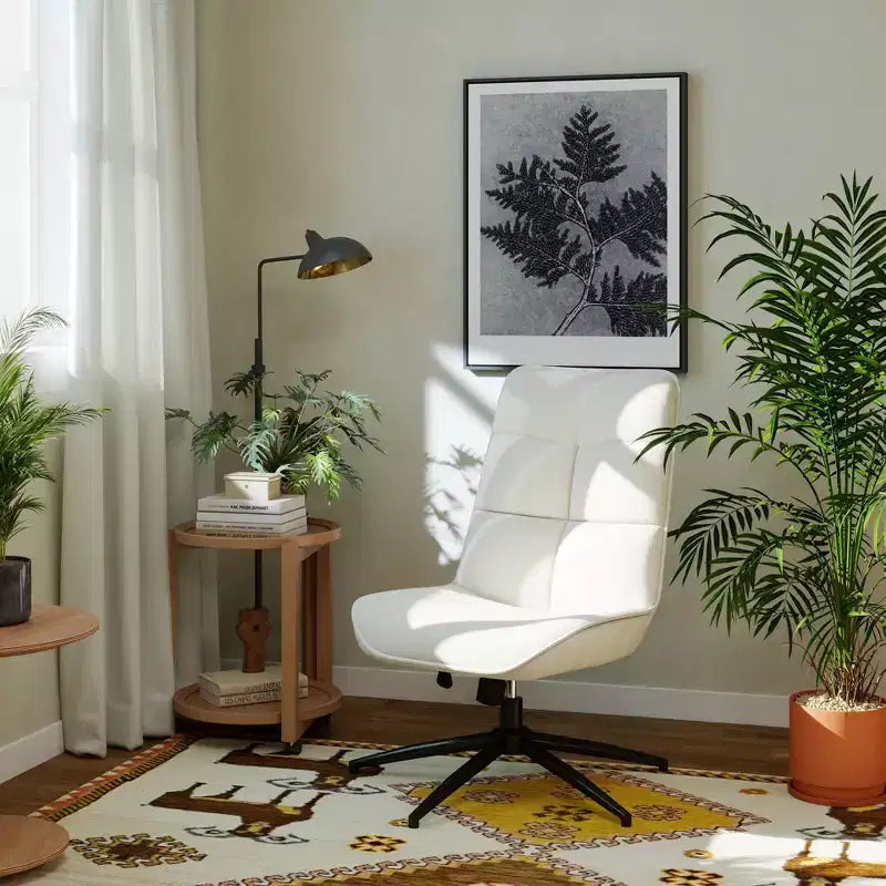 Fauteuil d'appoint pivotant Homy Casa pour petits espaces, rembourré, beige