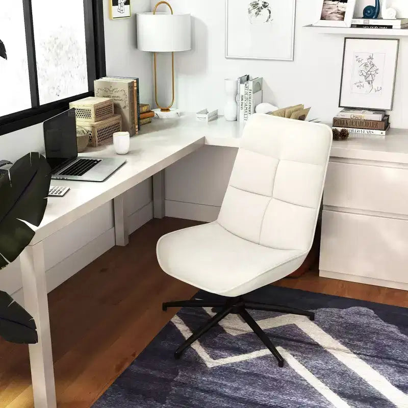 Fauteuil d'appoint pivotant Homy Casa pour petits espaces, rembourré, beige