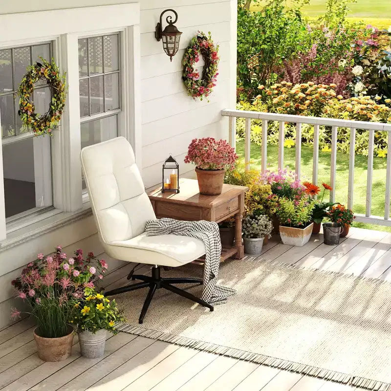Fauteuil d'appoint pivotant Homy Casa pour petits espaces, rembourré, beige