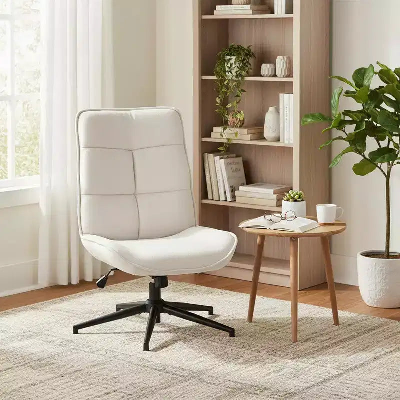 Fauteuil d'appoint pivotant Homy Casa pour petits espaces, rembourré, beige