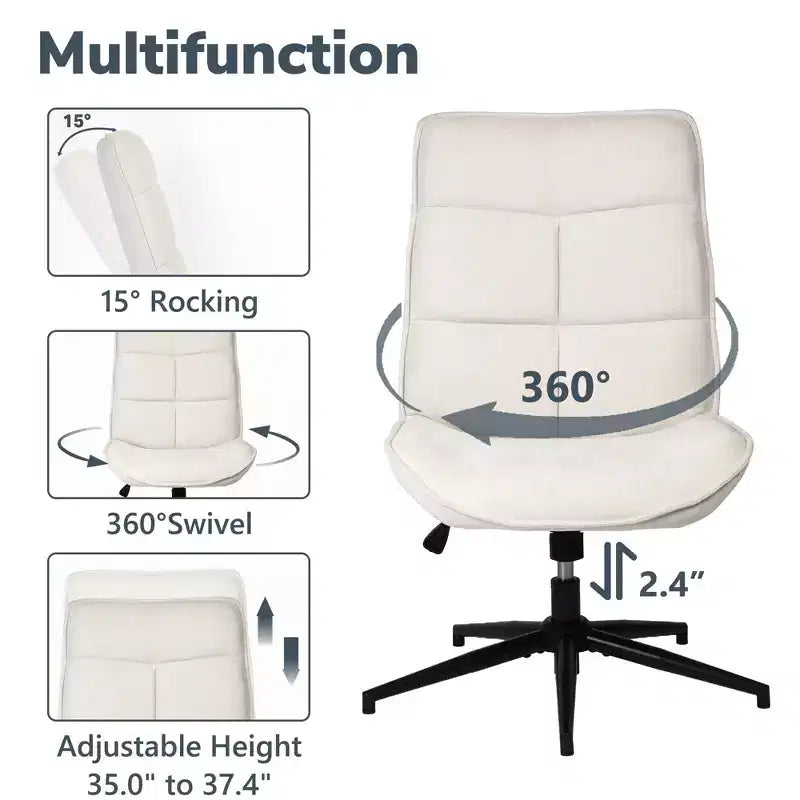 Fauteuil d'appoint pivotant Homy Casa pour petits espaces, rembourré, beige