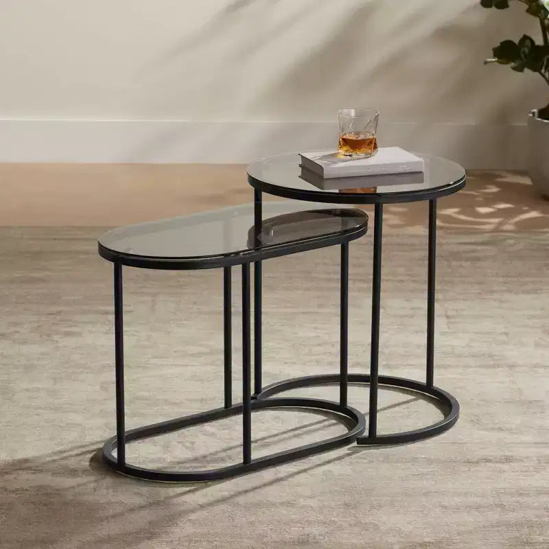 Tables gigognes Studio 55D Santa Maria en verre, lot de 2