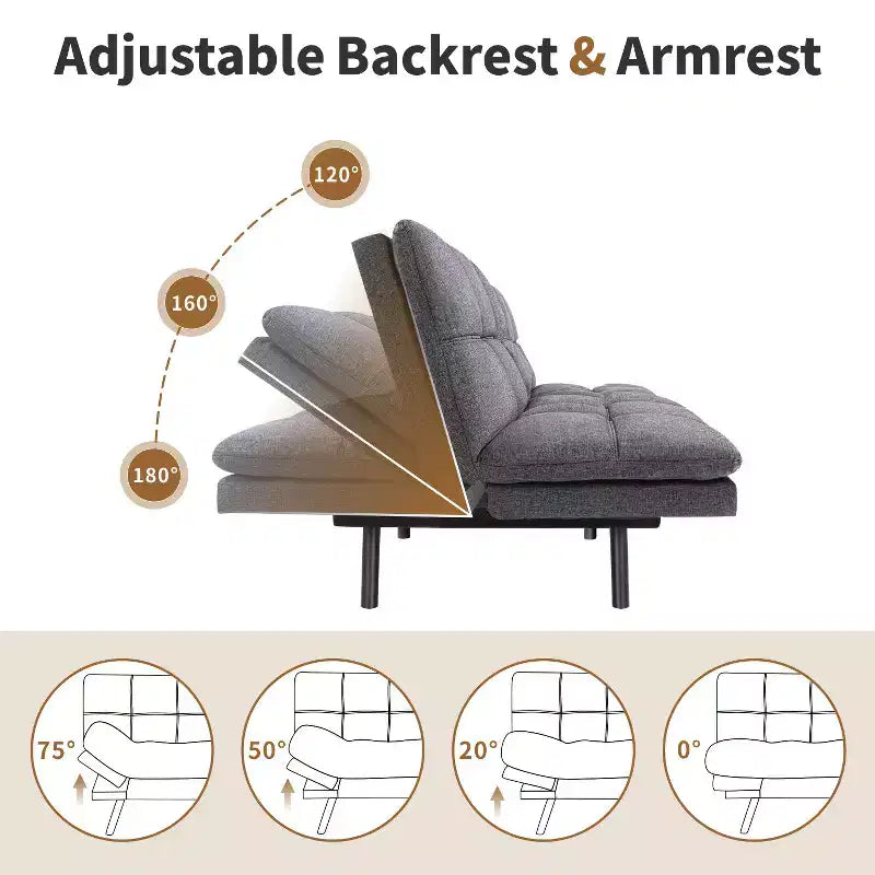 Canapé-lit futon Dyonery 71, canapé-lit convertible moderne en mousse à mémoire de forme, canapé-lit futon pliant pour petit espace de vie
