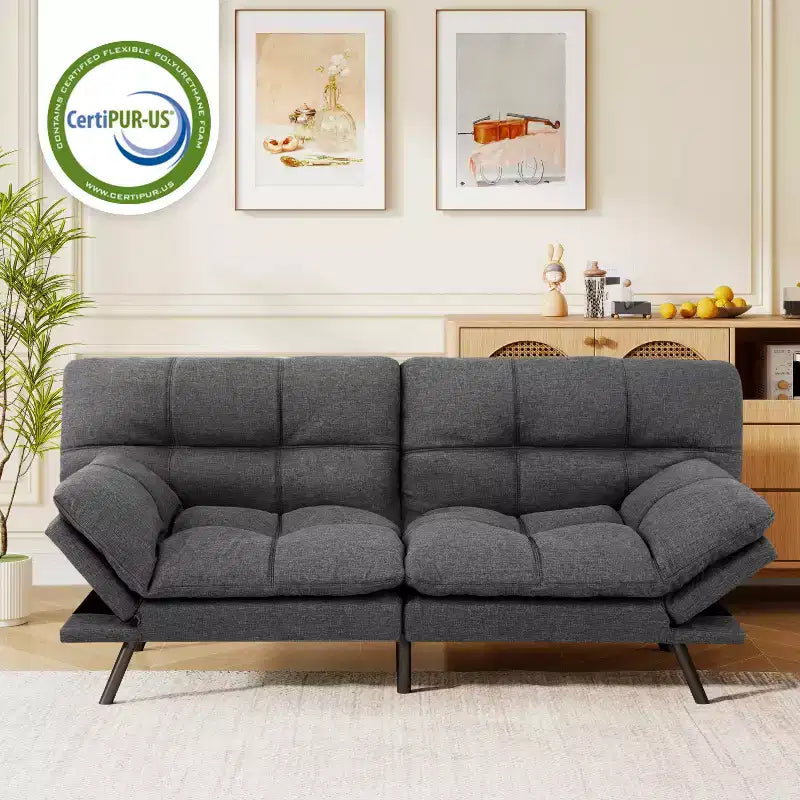 Canapé-lit futon Dyonery 71, canapé-lit convertible moderne en mousse à mémoire de forme, canapé-lit futon pliant pour petit espace de vie