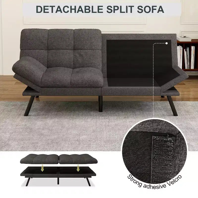 Canapé-lit futon Dyonery 71, canapé-lit convertible moderne en mousse à mémoire de forme, canapé-lit futon pliant pour petit espace de vie