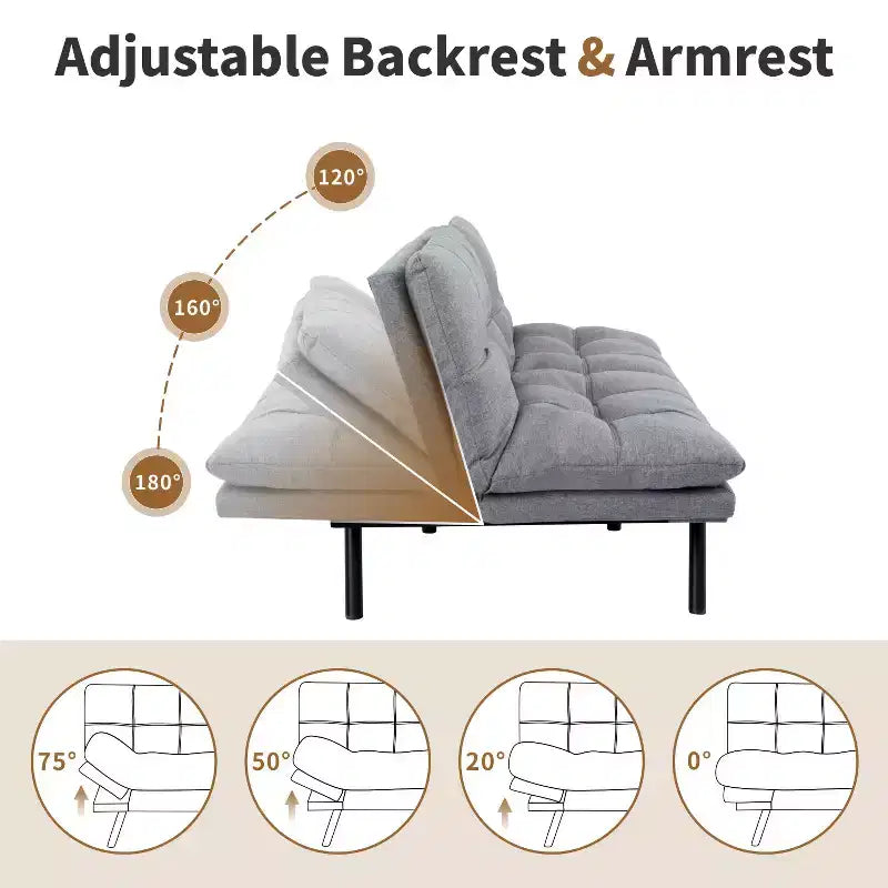 Canapé-lit futon Dyonery 71, canapé-lit convertible moderne en mousse à mémoire de forme, canapé-lit futon pliant pour petit espace de vie