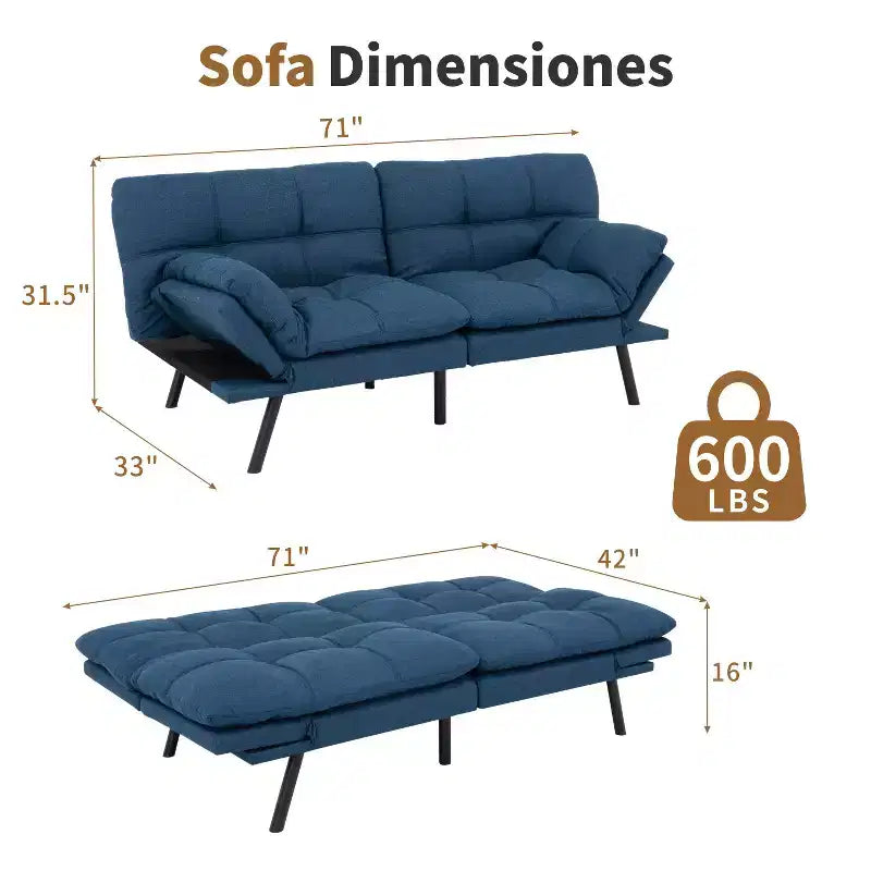 Canapé-lit futon Dyonery 71, canapé-lit convertible moderne en mousse à mémoire de forme, canapé-lit futon pliant pour petit espace de vie