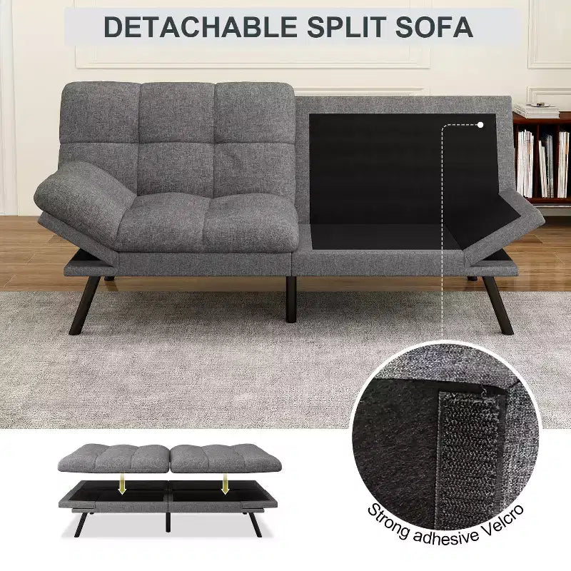 Canapé-lit futon Dyonery 71, canapé-lit convertible moderne en mousse à mémoire de forme, canapé-lit futon pliant pour petit espace de vie