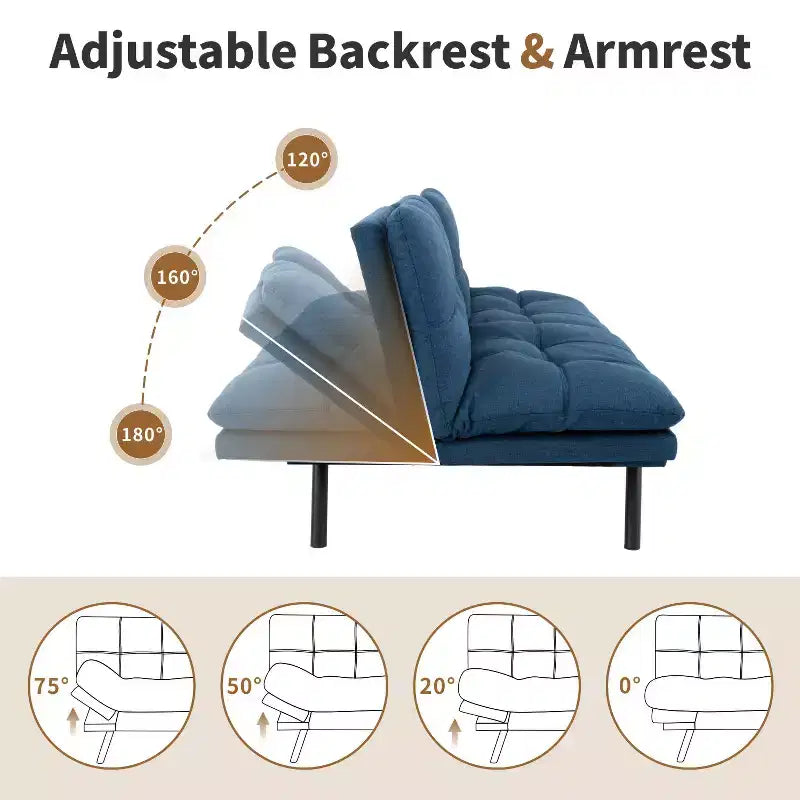 Canapé-lit futon Dyonery 71, canapé-lit convertible moderne en mousse à mémoire de forme, canapé-lit futon pliant pour petit espace de vie
