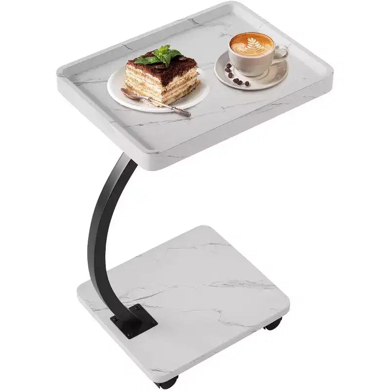Table d'appoint C, hauteur réglable, plateau TV pivotant à 360°, tables de canapé coulissantes sous le canapé, tables d'appoint en forme de C pour canapé, lit, chaise
