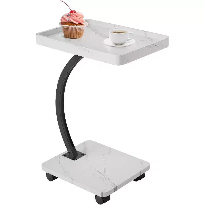 Table d'appoint C, hauteur réglable, plateau TV pivotant à 360°, tables de canapé coulissantes sous le canapé, tables d'appoint en forme de C pour canapé, lit, chaise