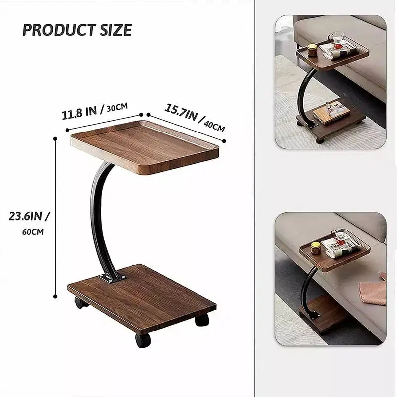 Table d'appoint C, hauteur réglable, plateau TV pivotant à 360°, tables de canapé coulissantes sous le canapé, tables d'appoint en forme de C pour canapé, lit, chaise