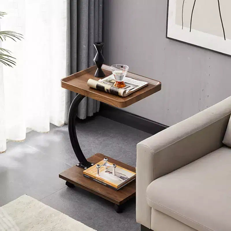 Table d'appoint C, hauteur réglable, plateau TV pivotant à 360°, tables de canapé coulissantes sous le canapé, tables d'appoint en forme de C pour canapé, lit, chaise