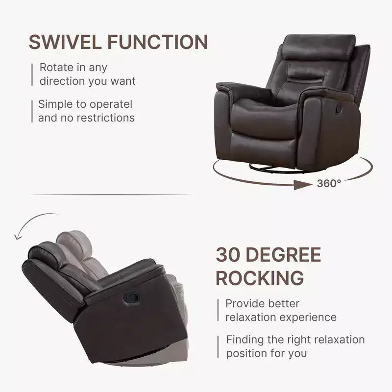 Fauteuil inclinable manuel pivotant en similicuir Spruce & Spring Fauteuil inclinable planeur