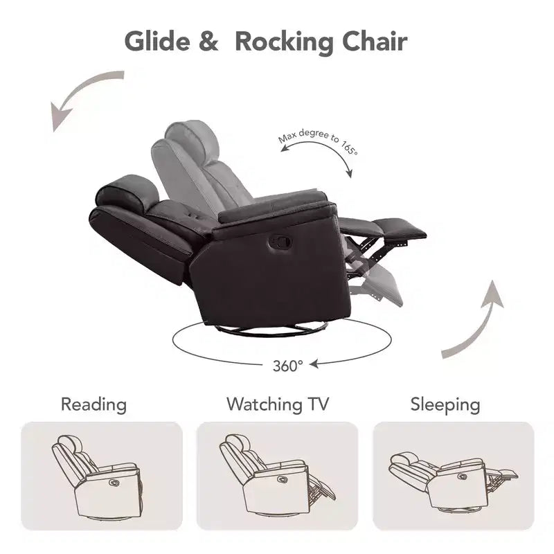 Fauteuil inclinable manuel pivotant en similicuir Spruce & Spring Fauteuil inclinable planeur