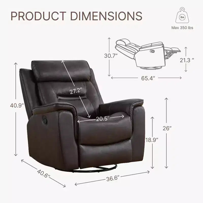 Fauteuil inclinable manuel pivotant en similicuir Spruce & Spring Fauteuil inclinable planeur