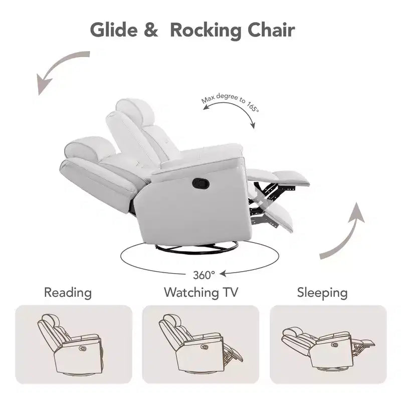 Fauteuil inclinable manuel pivotant en similicuir Spruce & Spring Fauteuil inclinable planeur