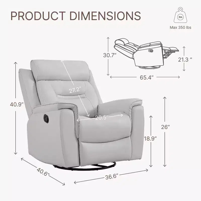 Fauteuil inclinable manuel pivotant en similicuir Spruce & Spring Fauteuil inclinable planeur