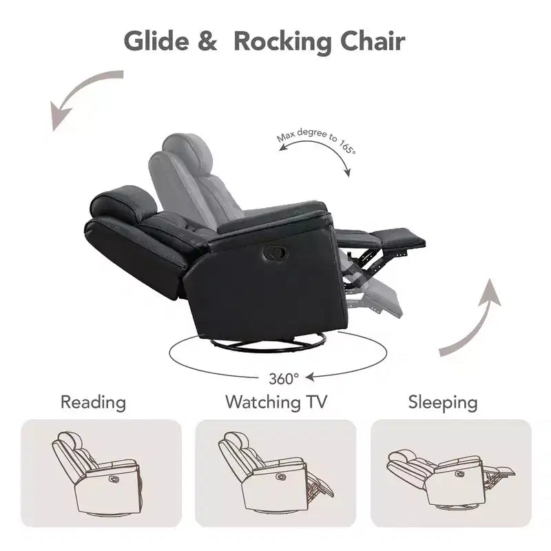 Fauteuil inclinable manuel pivotant en similicuir Spruce & Spring Fauteuil inclinable planeur