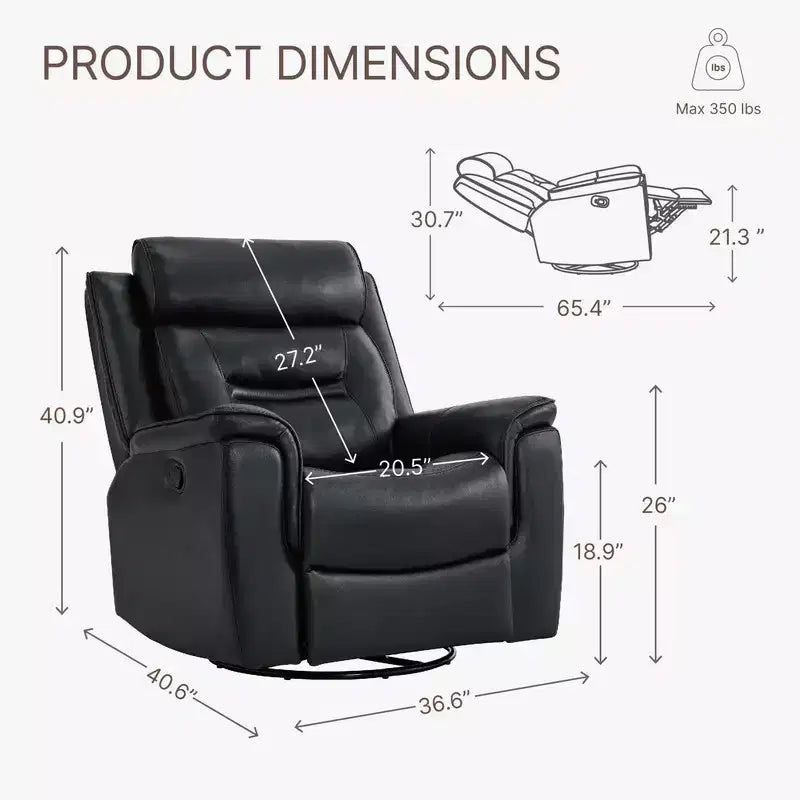 Fauteuil inclinable manuel pivotant en similicuir Spruce & Spring Fauteuil inclinable planeur