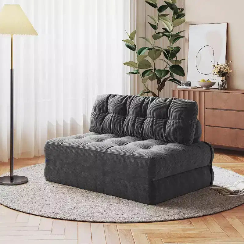 Canapé-lit pliant, Fauteuil-lit convertible avec oreiller amovible et matelas pliant, Canapé pliant compact en velours côtelé respirant avec dossier