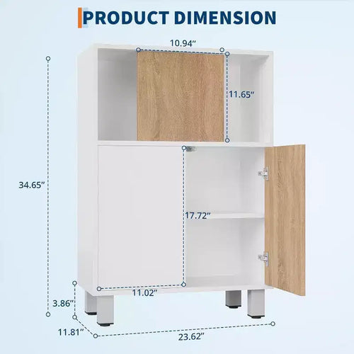 Meuble de rangement moderne en bois Acekool avec portes coulissantes, étagères réglables, buffet bas pour salle de bain, salon et petits espaces