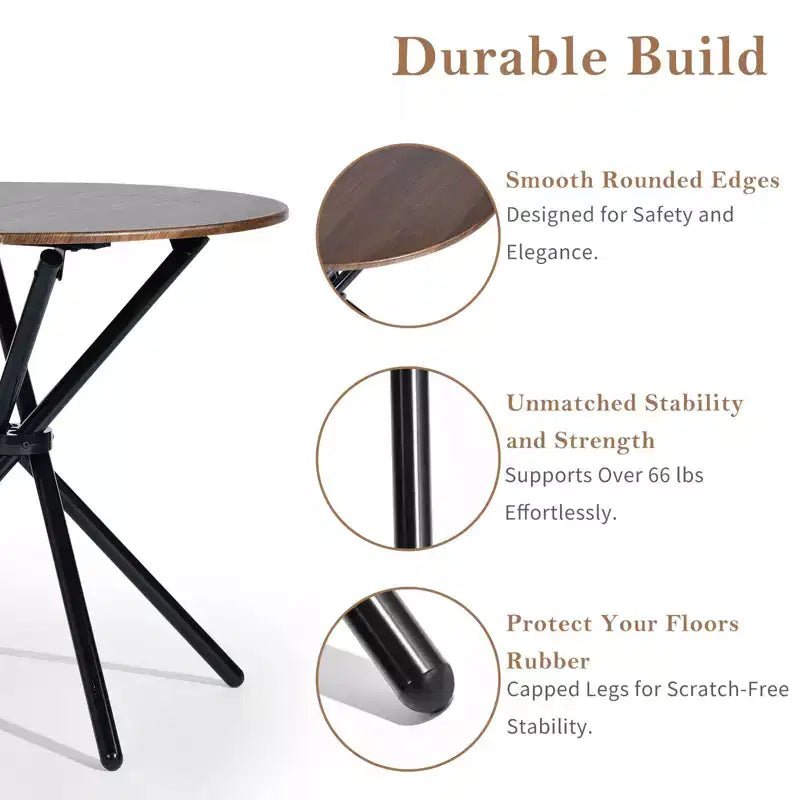Table à manger ronde Homy Casa de 80 cm pour petits espaces, 2-3 places