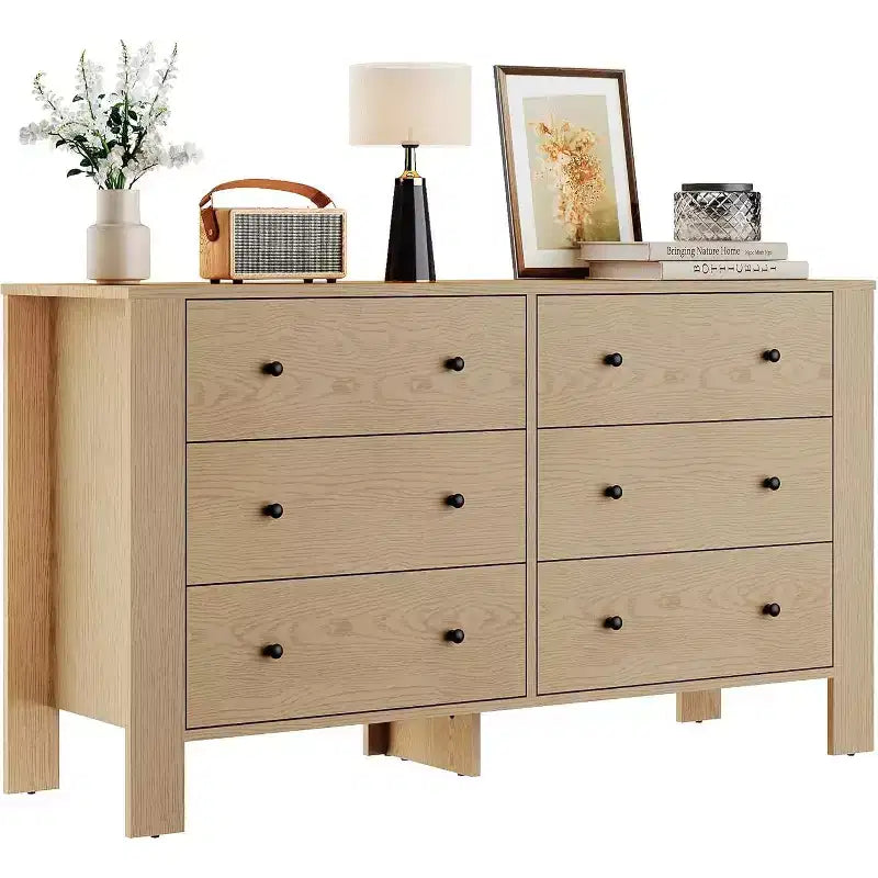 Commode pour Chambre à Coucher, Commode à 6 Tiroirs avec Grand Tiroir et Poignées Métalliques, Commodes et Chiffonniers en Bois pour Couloir, Entrée