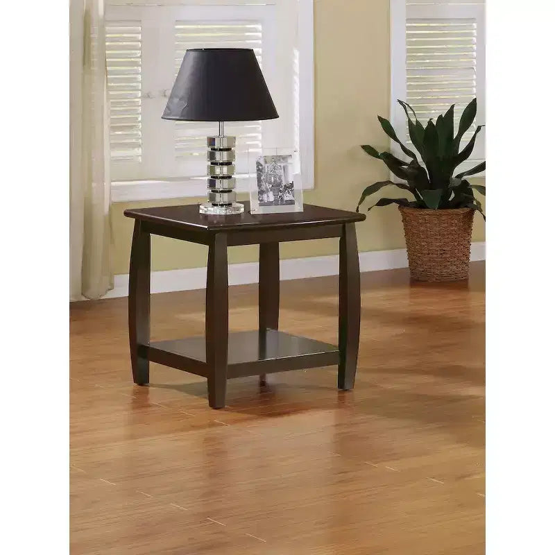 Coaster, Dixon Table d'appoint carrée en bois à 1 étagère Espresso