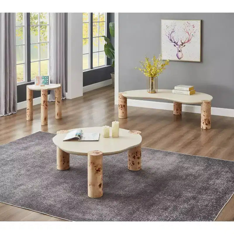 Meridian Furniture, table d'appoint Thor en loupe de bois naturel