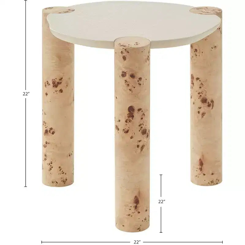Meridian Furniture, table d'appoint Thor en loupe de bois naturel