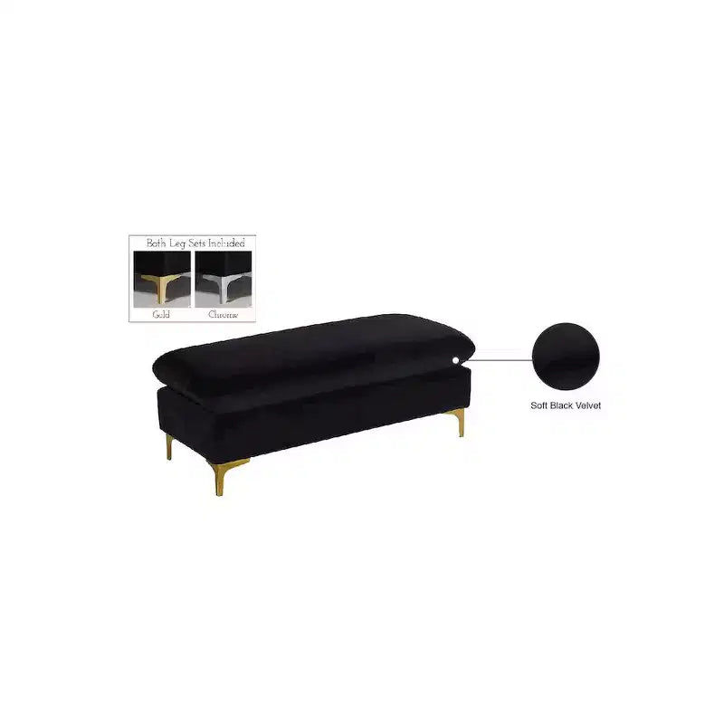Meridian Furniture, Pouf Naomi en velours noir
