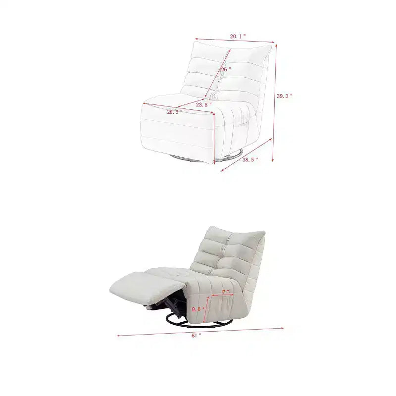 GustoWave Fauteuil de salon moderne 61" avec poche latérale, capacité de charge de 100 kg, fauteuil paresseux en velours bleu lac